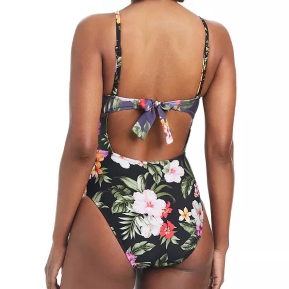 New Bar III Women's Floral-Banded Keyhole One-Piece Swimsuit Large - Picture 2 of 4